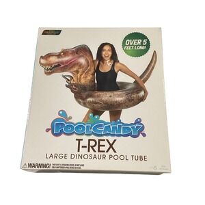 PoolCandy T-Rex Large Dinosaur Pool Tube Inflatable Float RealPrint Brown 5ft